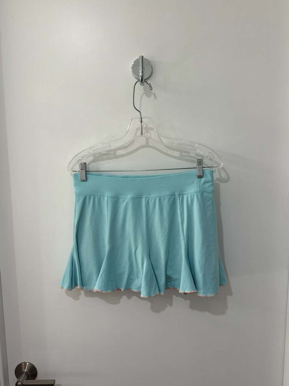 Sofibella Aqua Blue Ruffle Tennis Skort with Coral Pink Built-in Shorts